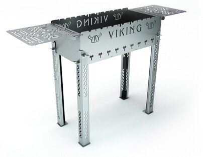 Высокий мангал на ножках Grillux Viking, сталь 3 мм, крышка, решетки