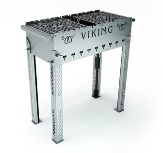 Высокий мангал на ножках Grillux Viking, сталь 3 мм, крышка, решетки