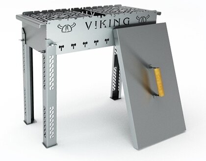 Высокий мангал на ножках Grillux Viking, сталь 3 мм, крышка, решетки